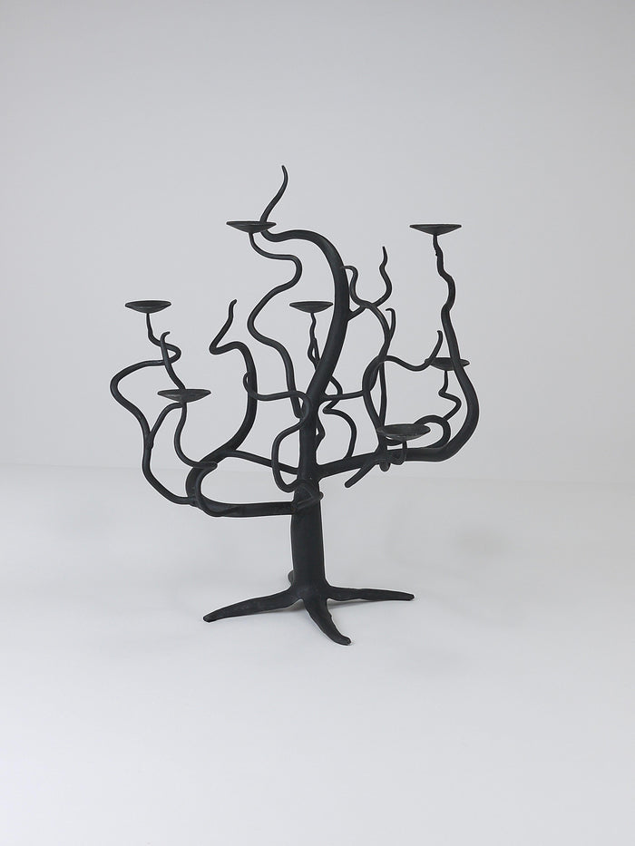 Sculptural Brutalist Tree of Life Hand-Forged Candelabra Candle Holder, 1970s