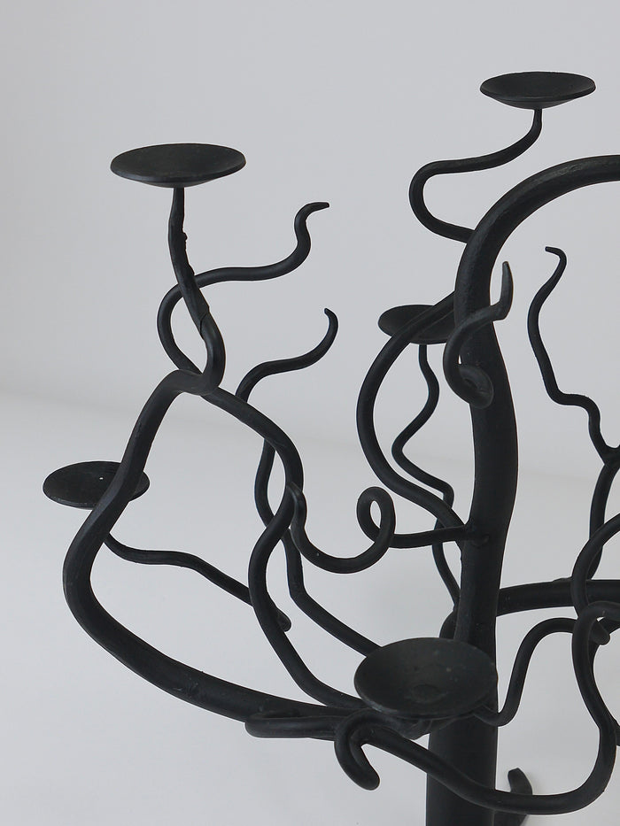 Sculptural Brutalist Tree of Life Hand-Forged Candelabra Candle Holder, 1970s