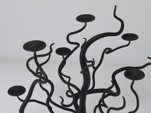 Bougeoir candélabre sculptural brutaliste arbre de vie, forgé main, années 1970