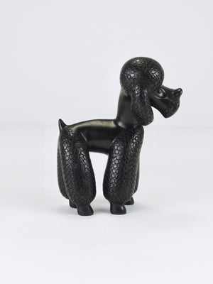 Charmante figurine sculpture de chien caniche par Leopold Anzengruber, Autriche, années 1950