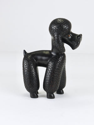Charmante figurine sculpture de chien caniche par Leopold Anzengruber, Autriche, années 1950