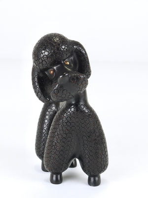 Charmante figurine sculpture de chien caniche par Leopold Anzengruber, Autriche, années 1950