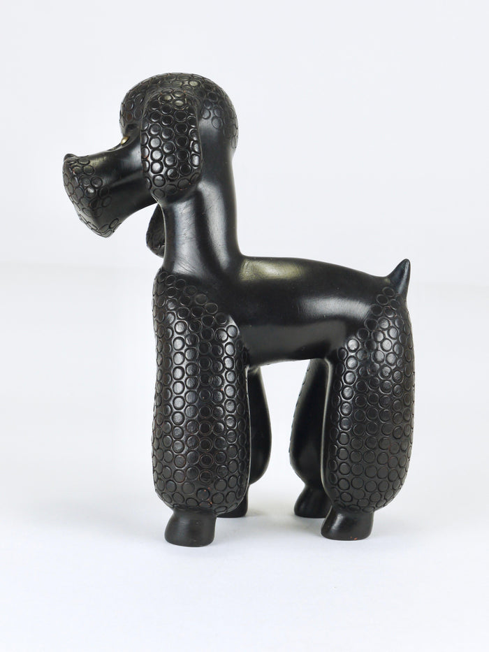 Charming Dog Poodle Sculpture Figurine by Leopold Anzengruber, Austria, 1950s