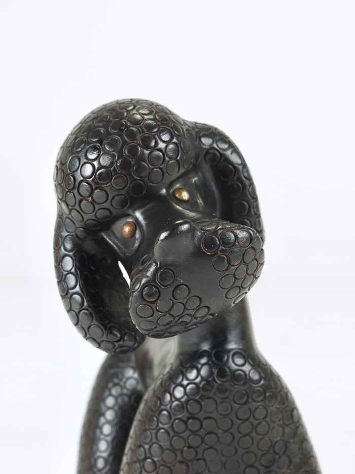 Charming Dog Poodle Sculpture Figurine by Leopold Anzengruber, Austria, 1950s