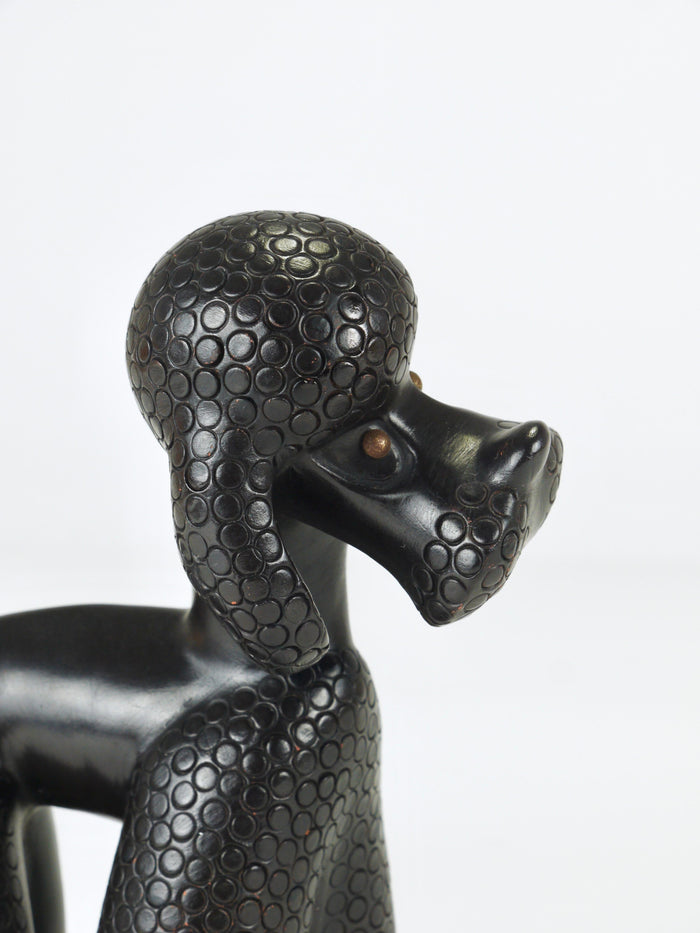 Charming Dog Poodle Sculpture Figurine by Leopold Anzengruber, Austria, 1950s