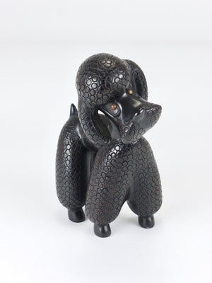 Charmante figurine sculpture de chien caniche par Leopold Anzengruber, Autriche, années 1950