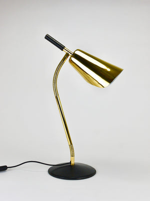 Carl Aubock II Rare Brass & Leather Table Desk Lamp #4280, Vienna, Austria