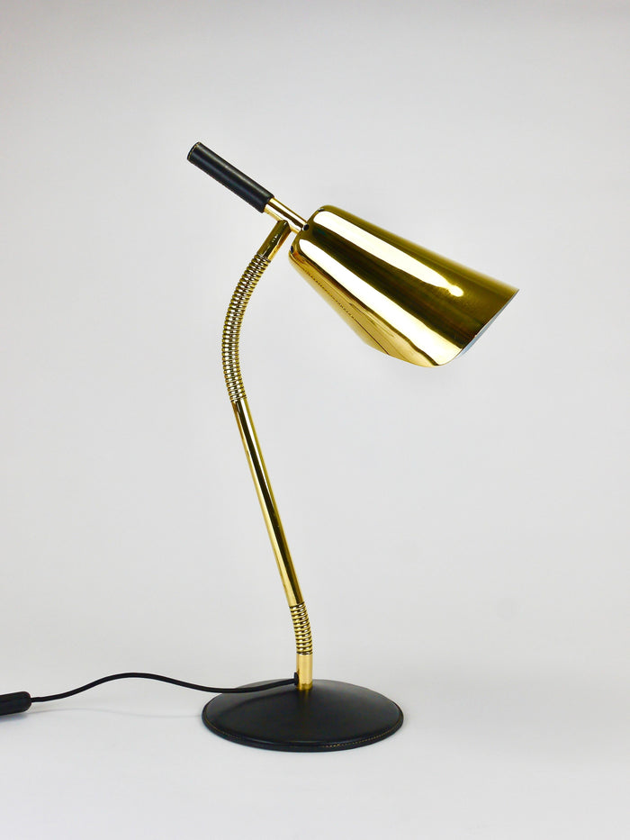Carl Aubock II Rare Brass & Leather Table Desk Lamp #4280, Vienna, Austria