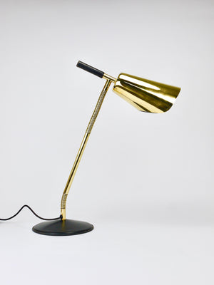 Carl Aubock II Rare Brass & Leather Table Desk Lamp #4280, Vienna, Austria