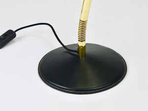 Carl Aubock II Rare Brass & Leather Table Desk Lamp #4280, Vienna, Austria