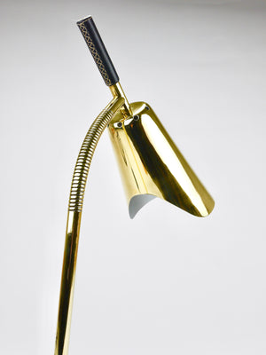 Carl Aubock II Rare Brass & Leather Table Desk Lamp #4280, Vienna, Austria