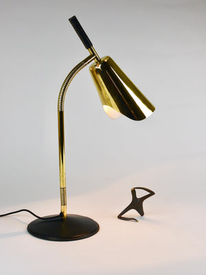 Carl Aubock II Rare Brass & Leather Table Desk Lamp #4280, Vienna, Austria