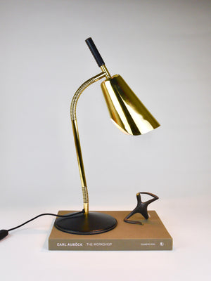Carl Aubock II Rare Brass & Leather Table Desk Lamp #4280, Vienna, Austria