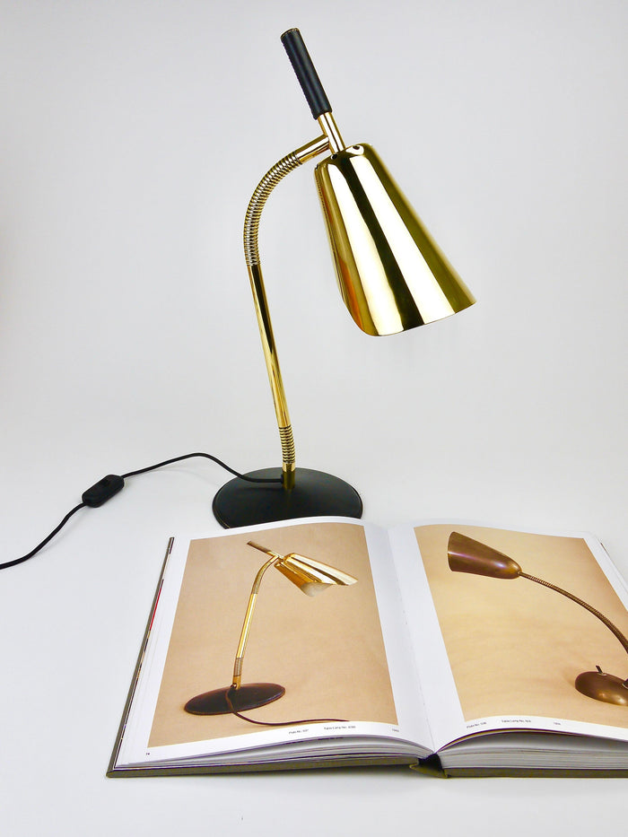Carl Aubock II Rare Brass & Leather Table Desk Lamp #4280, Vienna, Austria