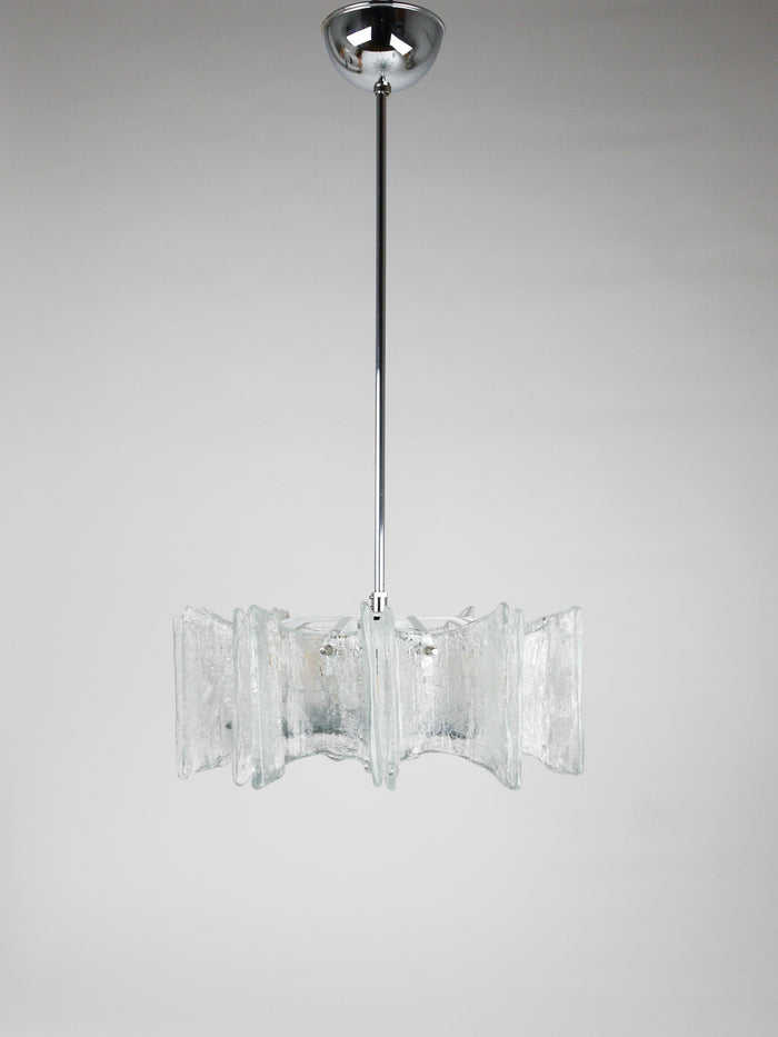 J.T. Kalmar Vienna Ice Glass Star Chandelier, Austria, 1960s