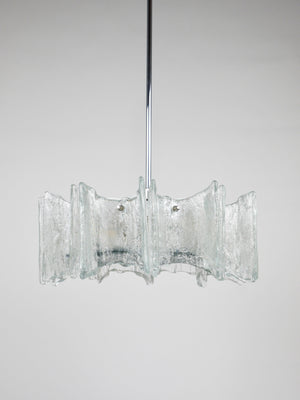 Lampadario a stella J.T. Kalmar Vienna in vetro ghiaccio, Austria
