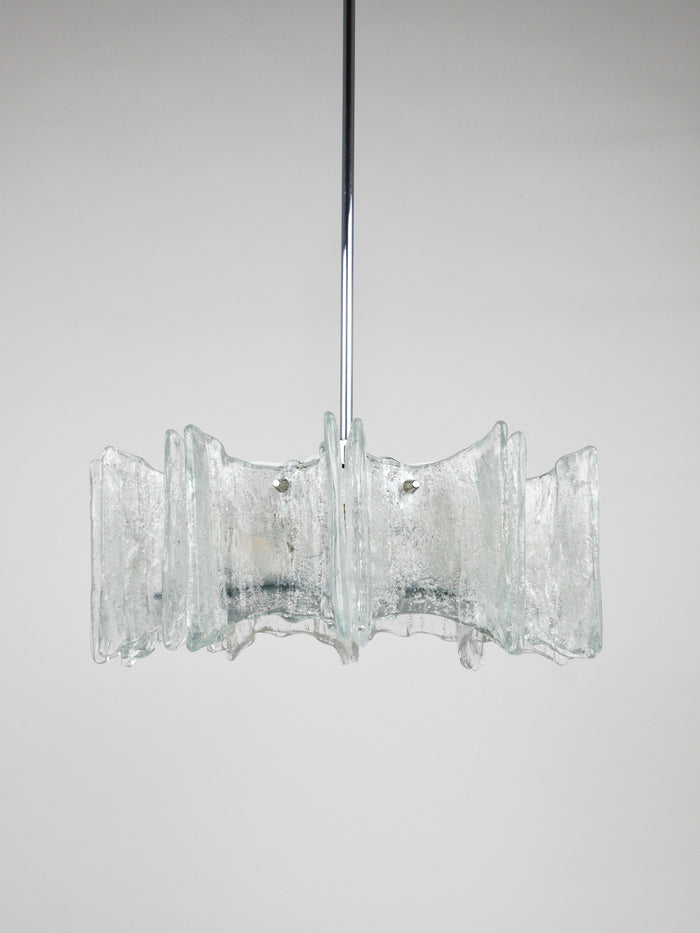 J.T. Kalmar Vienna Ice Glass Star Chandelier, Austria, 1960s