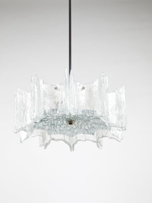 Lampadario a stella J.T. Kalmar Vienna in vetro ghiaccio, Austria