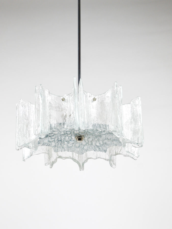 J.T. Kalmar Vienna Ice Glass Star Chandelier, Austria, 1960s