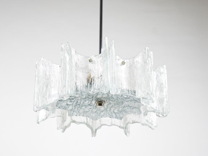 J.T. Kalmar Vienna Ice Glass Star Chandelier, Austria, 1960s
