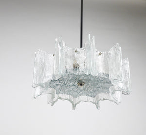 Lampadario a stella J.T. Kalmar Vienna in vetro ghiaccio, Austria