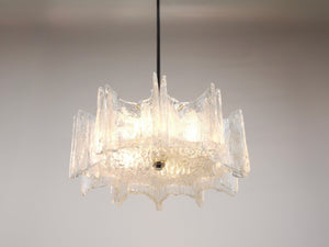 Lampadario a stella J.T. Kalmar Vienna in vetro ghiaccio, Austria