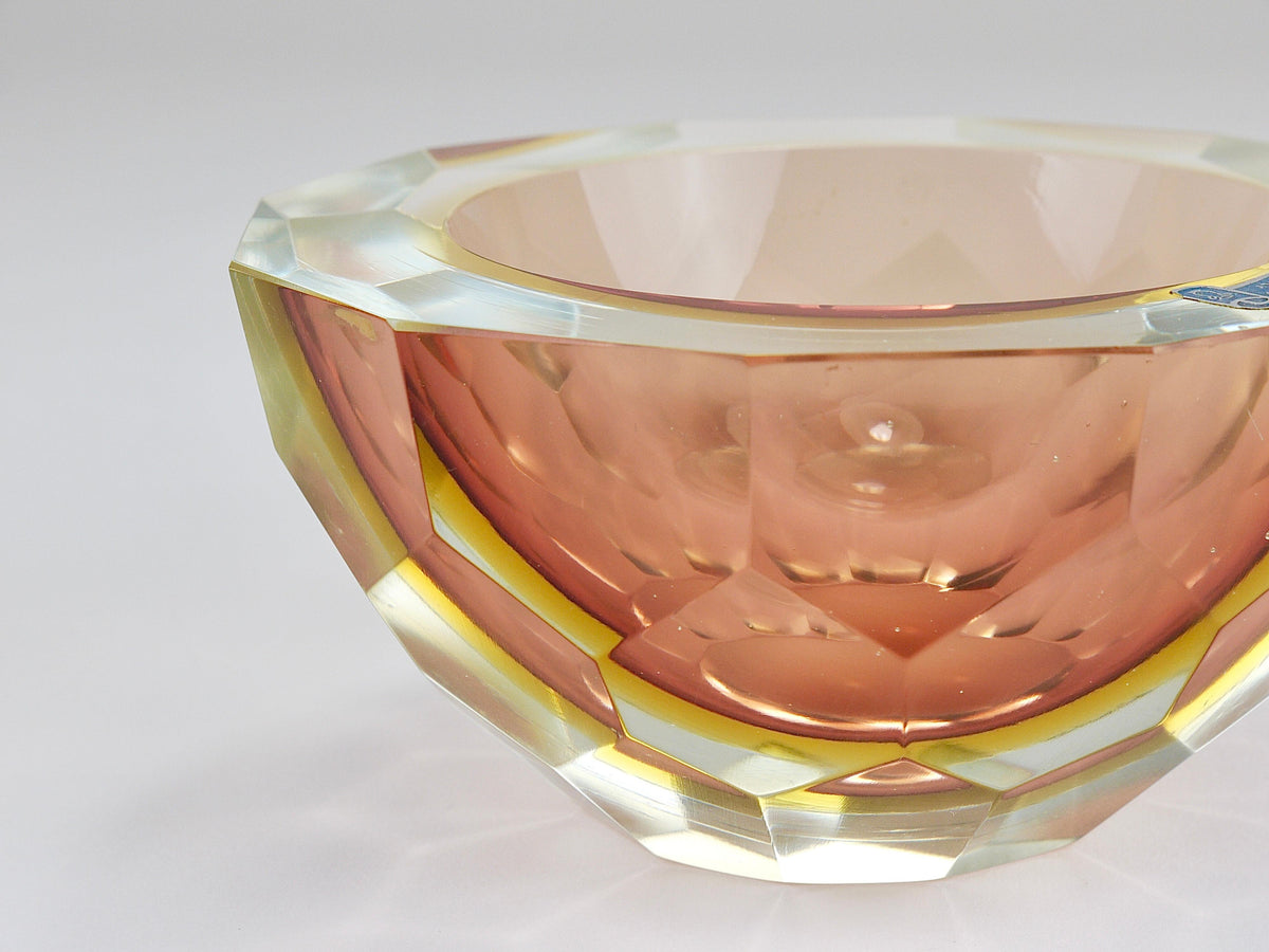 Coupe à caviar en verre de Murano Mandruzzato Sommerso, à facettes, forme diamant, Italie, années 1960