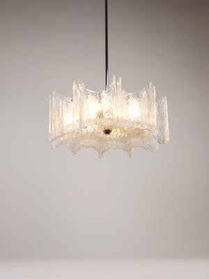 Lampadario a stella J.T. Kalmar Vienna in vetro ghiaccio, Austria