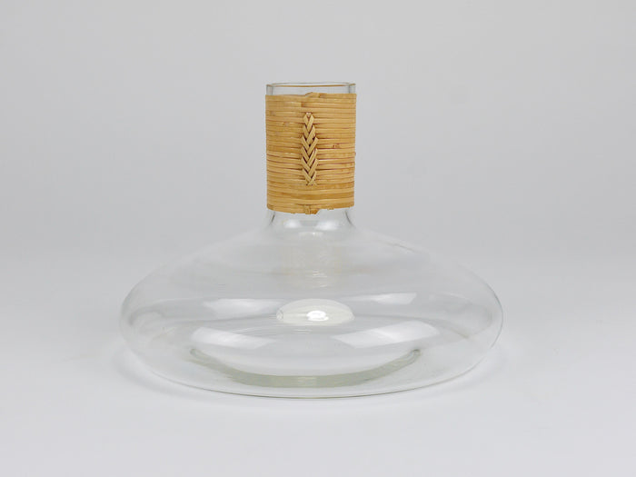 Carl Aubock Vase Decanter "Tuberkulinkolben" Raffia Wicker Top, Austria, 1950s