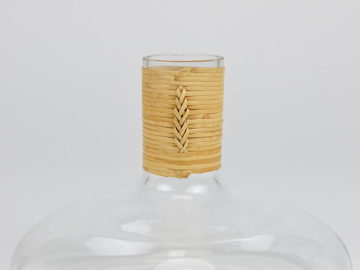 Carl Aubock Vase Decanter "Tuberkulinkolben" Raffia Wicker Top, Austria, 1950s
