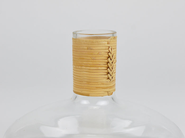 Carl Aubock Vase Decanter "Tuberkulinkolben" Raffia Wicker Top, Austria, 1950s