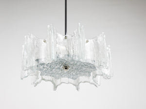 Lampadario a stella J.T. Kalmar Vienna in vetro ghiaccio, Austria