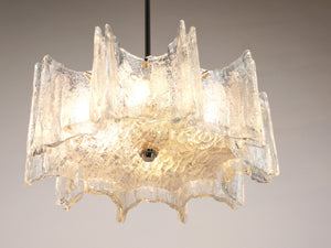 Lampadario a stella J.T. Kalmar Vienna in vetro ghiaccio, Austria