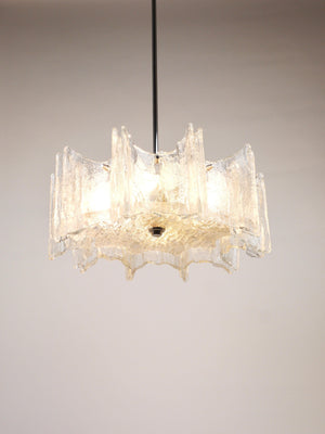Lampadario a stella J.T. Kalmar Vienna in vetro ghiaccio, Austria