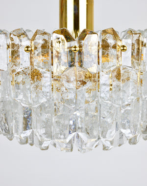 Immense lustre plafonnier J.T. Kalmar Palazzo en laiton doré et verre, années 1950