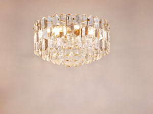 Immense lustre plafonnier J.T. Kalmar Palazzo en laiton doré et verre, années 1950