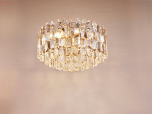 Immense lustre plafonnier J.T. Kalmar Palazzo en laiton doré et verre, années 1950