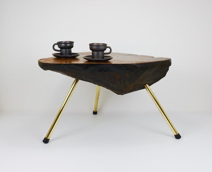 Original Carl Aubock Walnut Tree Trunk Coffee Sofa Table, Vienna, 1950s