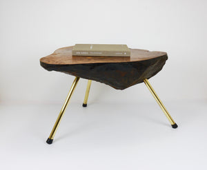 Original Carl Aubock Walnut Tree Trunk Coffee Sofa Table, Vienna, 1950s