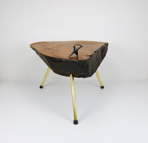 Original Carl Aubock Walnut Tree Trunk Coffee Sofa Table, Vienna, 1950s
