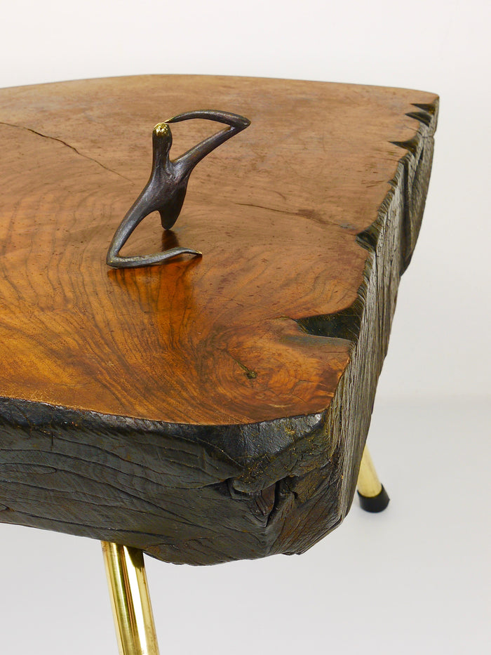 Original Carl Aubock Walnut Tree Trunk Coffee Sofa Table, Vienna, 1950s