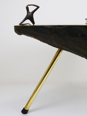Original Carl Aubock Walnut Tree Trunk Coffee Sofa Table, Vienna, 1950s