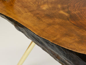 Original Carl Aubock Walnut Tree Trunk Coffee Sofa Table, Vienna, 1950s