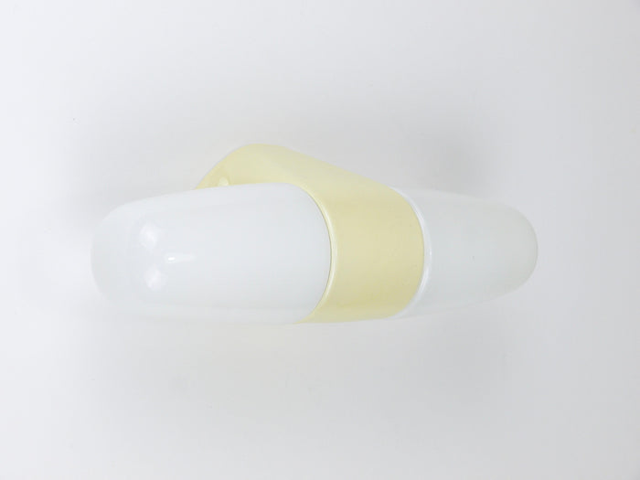 Wilhelm Wagenfeld Bauhaus Yellow Double Sconce Wall Light, Linder Germany, 1950s