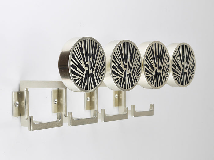 Set of 4 Op-Art Wall Coat Hooks, Mid-Century Modern, Austria, 1960s