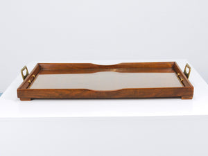 Chariot bar Oswald Haerdtl en noyer et laiton, table de service, modernisme viennois, années 1950
