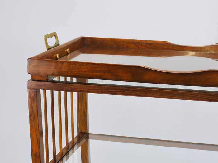 Oswald Haerdtl Vienna Modernism Walnut & Brass Bar Cart, Serving Trolley, 1950s
