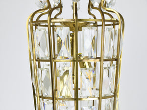 Bakalowits Vienna Brass & Crystal Chandelier Lantern Pendant Lamp, Austria, 1950