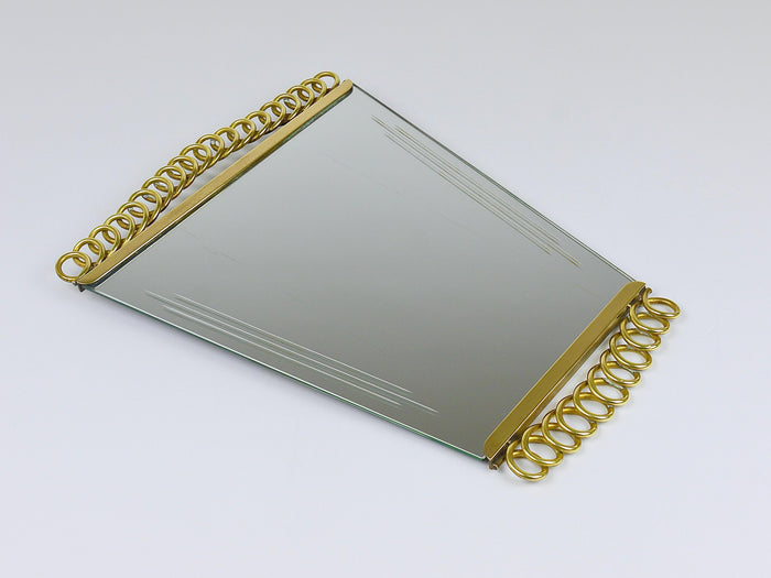 Josef Frank Attr. Mid-Century Brass Loop Wall Mirror, Austria, 1950s