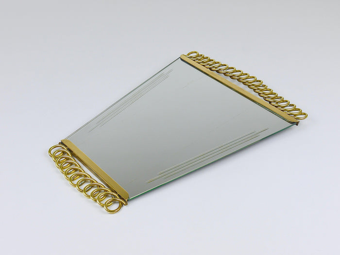 Josef Frank Attr. Mid-Century Brass Loop Wall Mirror, Austria, 1950s